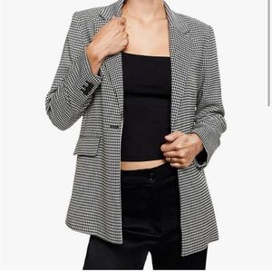 Mango Black and White Houndstooth Charlotte Blazer